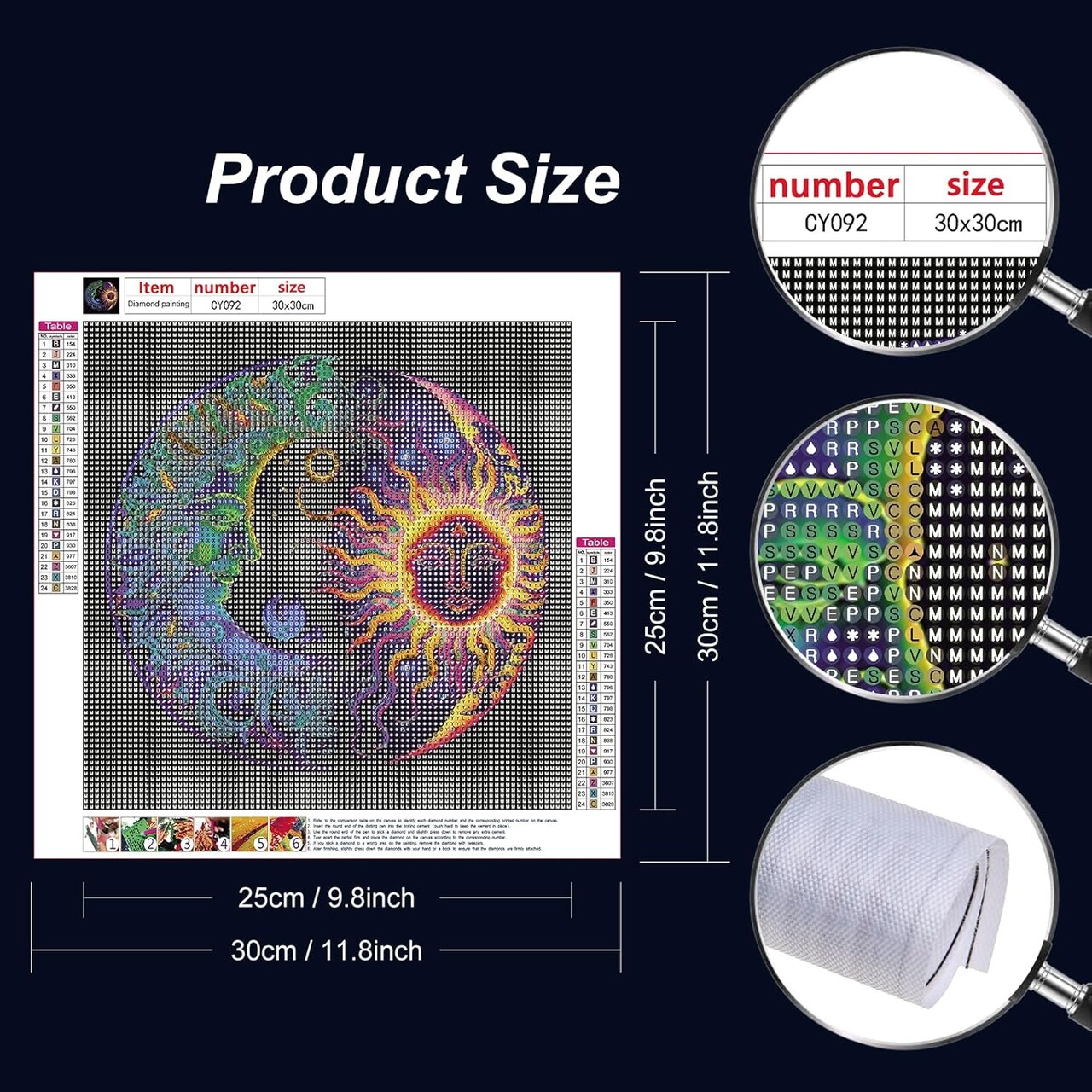Diamond Painting Kits for Adults, 5D DIY Diamond Art Kits for Beginners Round Full Drill Diamond Painting for Home Wall Decoration Gift 12×12inch, Sun and Moon